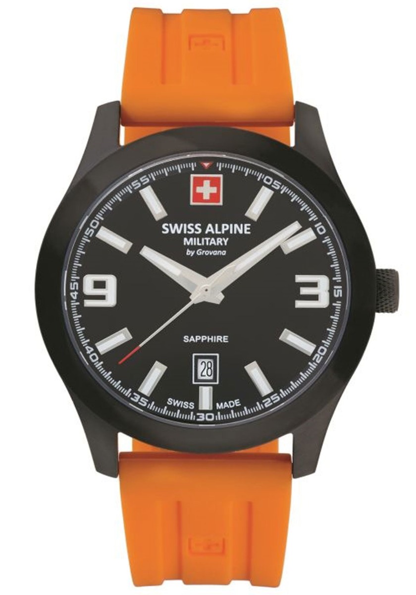 Swiss Alpine Military Combat Pro 7056.1879SAM - Quartz - Svart - Herrklocka - Silikon - Safir