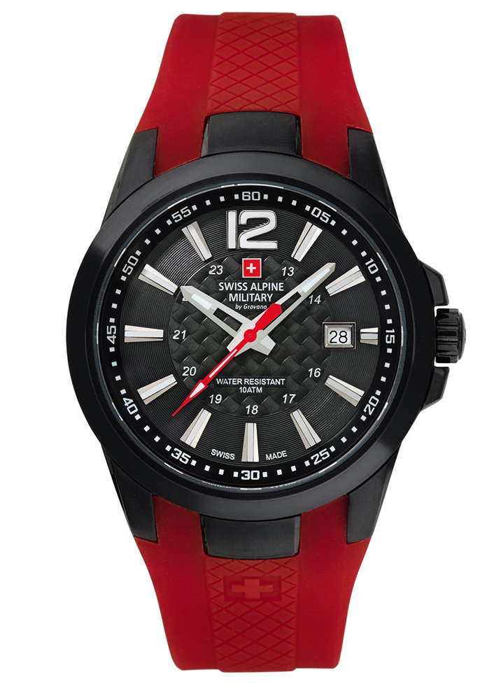 Swiss Alpine Military Combat Air SAM - Quartz - Svart - Herrklocka - Silikon - Safir