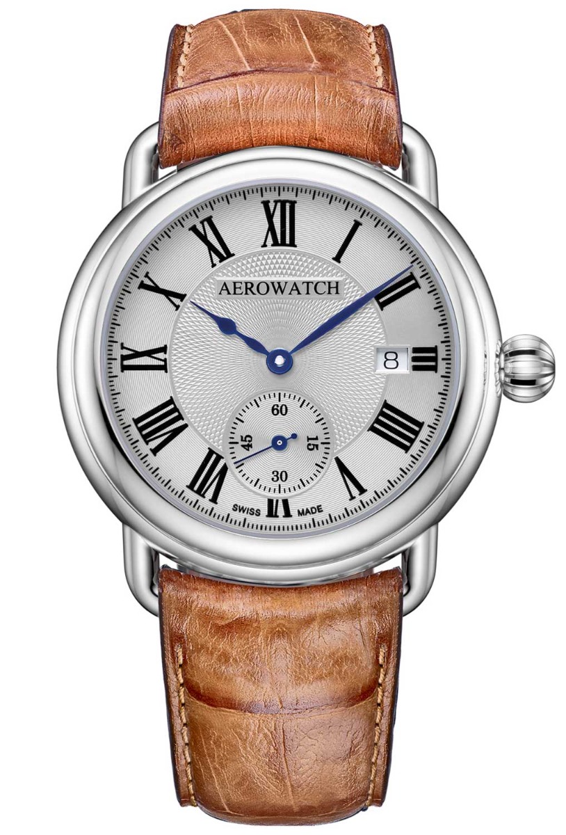 Aerowatch 1942 Small Second Automatic A 76983 AA02 - Automatisk - Silver - Herrklocka - Läder - Safir