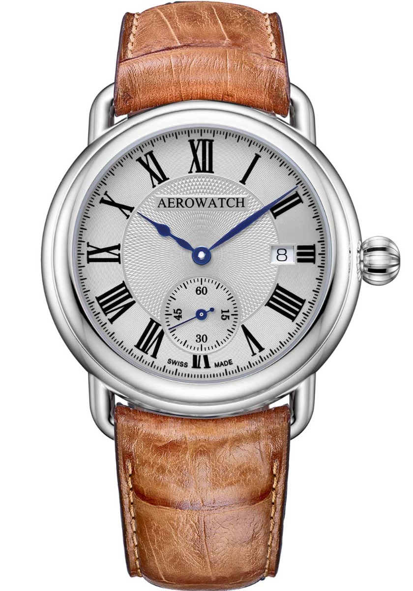 Aerowatch 1942 Small Second Automatic A 76983 RO02 - Automatisk - Silver - Herrklocka - Läder - Safir