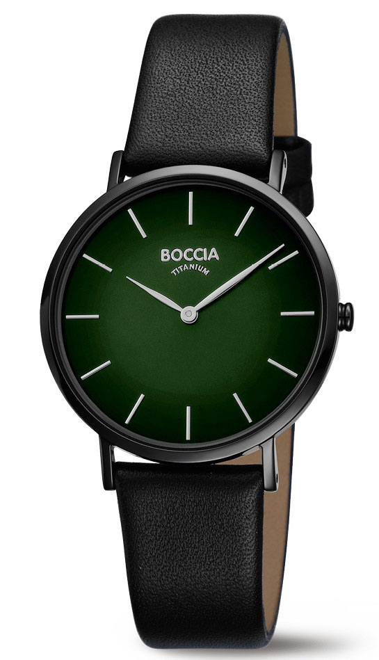 Boccia Titanium Ladies 3273-14 - Quartz - Svart - Damklocka - Läder - Härdat mineralglas