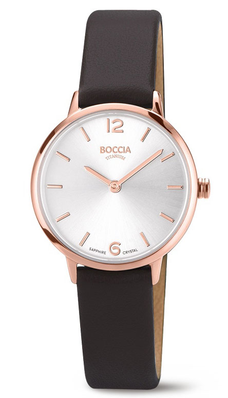 Boccia Titanium Ladies 3345-05 - Quartz - Rött guld - Damklocka - Läder - Safir