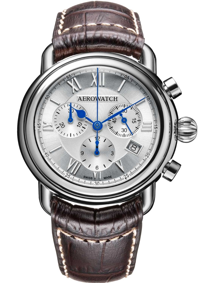 Aerowatch 1942 Chronograph Quartz A 83926 AA07 - Quartz - Silver - Herrklocka - Läder - Safir