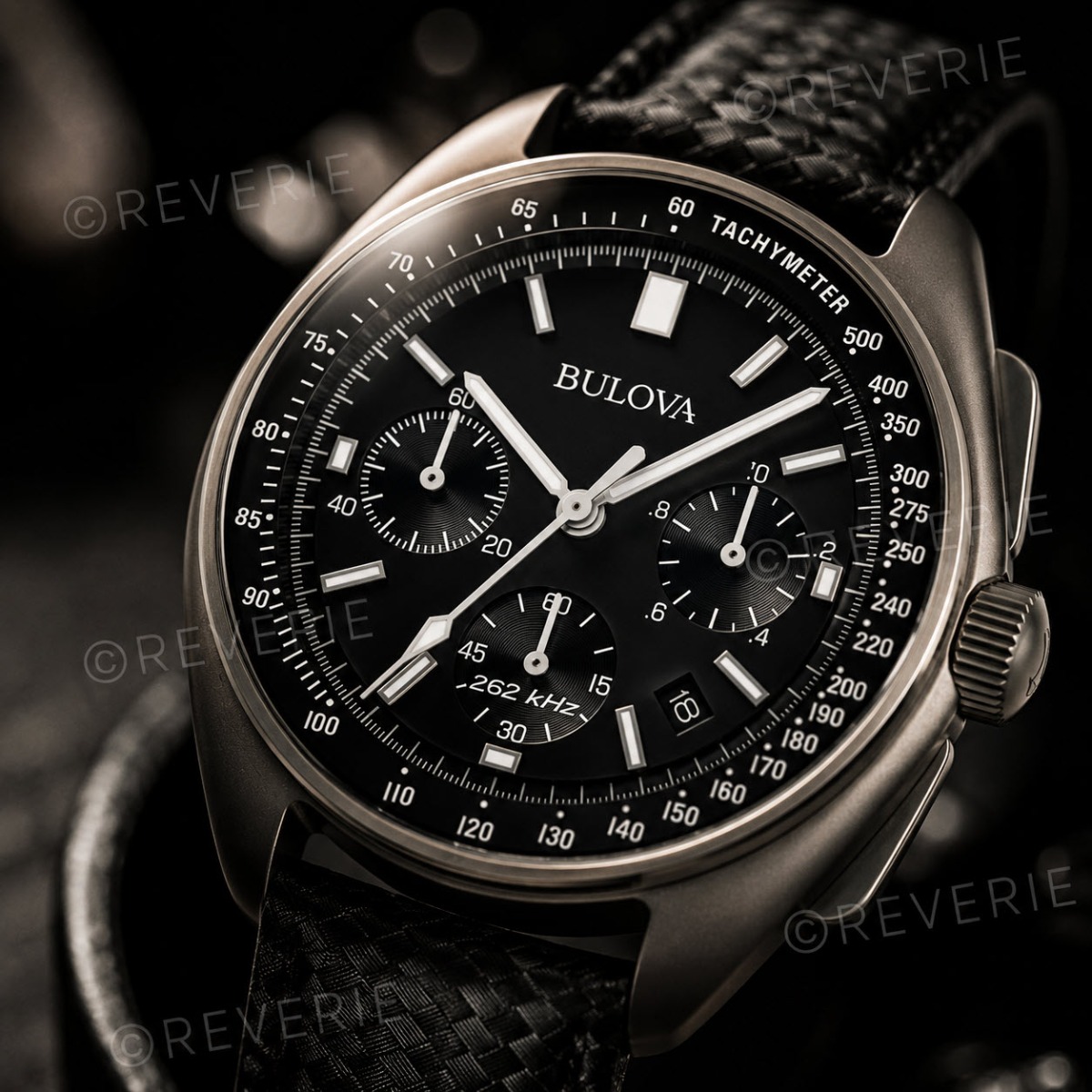 Bulova lunar pilot chronograph - Apollo 15 edition kvartsur med månlandningshistoria 45mm - Quartz - Silver - Herrklocka - Läder - Safir