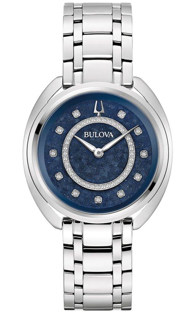 Bulova Duality damklocka med blå Denchu urtavla och äkta diamanter | 96X160 - Quartz - Silver - Damklocka - Rostfri stål - Härdat mineralglas