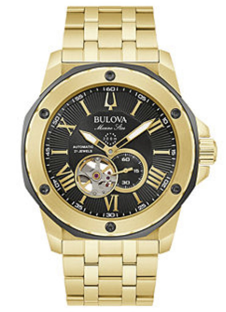 Bulova Marine Star Automatic 98A273 - Automatisk - Guld - Herrklocka - Rostfri stål - Härdat mineralglas