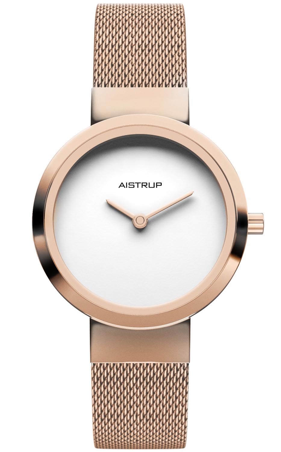 Aistrup | Elegant damklocka med vit urtavla, roséfinish och kvalitets meshband i stilren design | AIW7615 - Digitalt - Koppar Rött guld - Damklocka - 