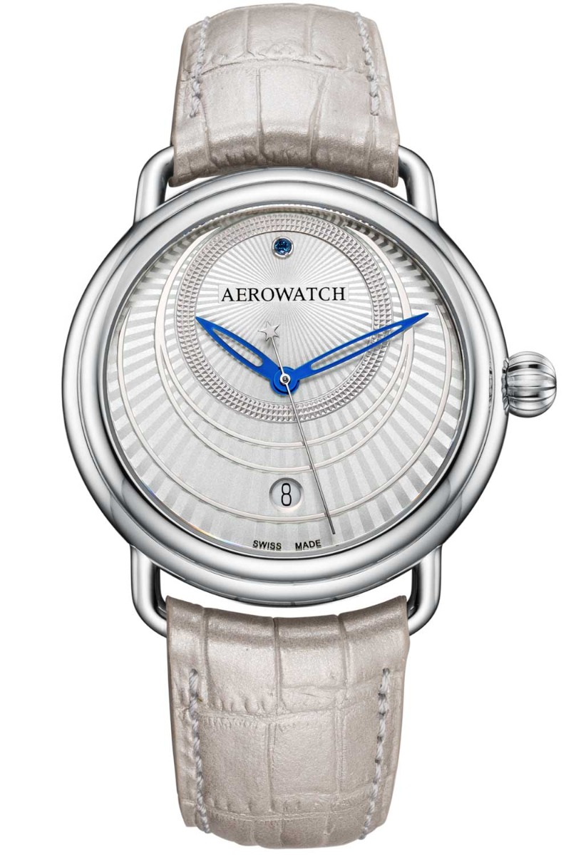 Aerowatch 1942 Lady Automatic A 60900 AA24 - Automatisk - Silver - Damklocka - Läder - Safir