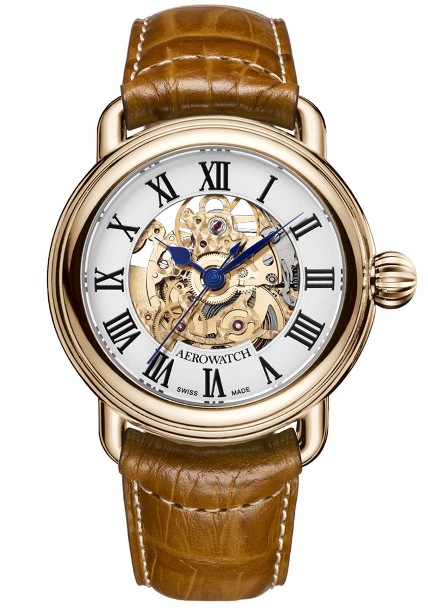 Aerowatch 1942 Skeleton Automatic A 60900 RO14 - Automatisk - Rött guld - Herrklocka - Läder - Safir