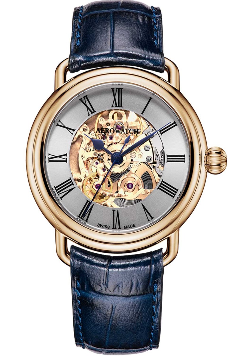 Aerowatch 1942 Skeleton Automatic A 60900 RO22 - Automatisk - Rött guld - Herrklocka - Läder - Safir