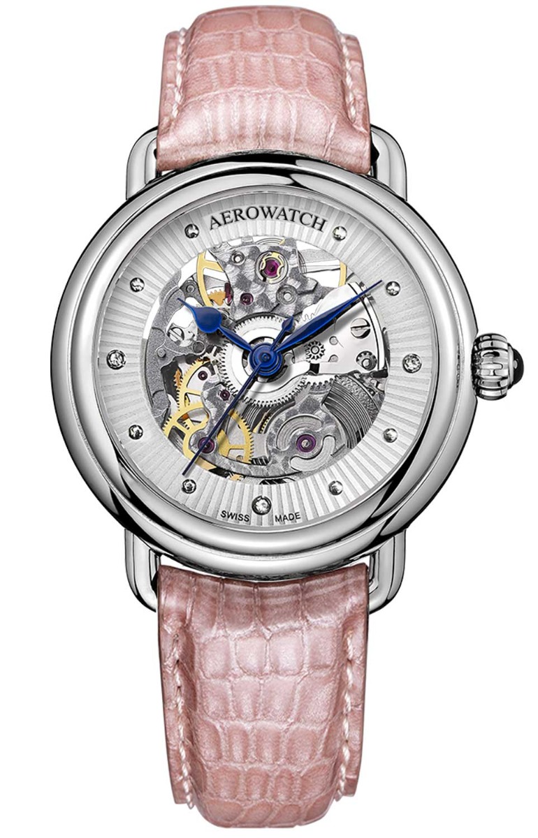 Aerowatch 1942 Lady Elegance Auto A 60960 AA18 - Automatisk - Silver - Damklocka - Läder - Safir