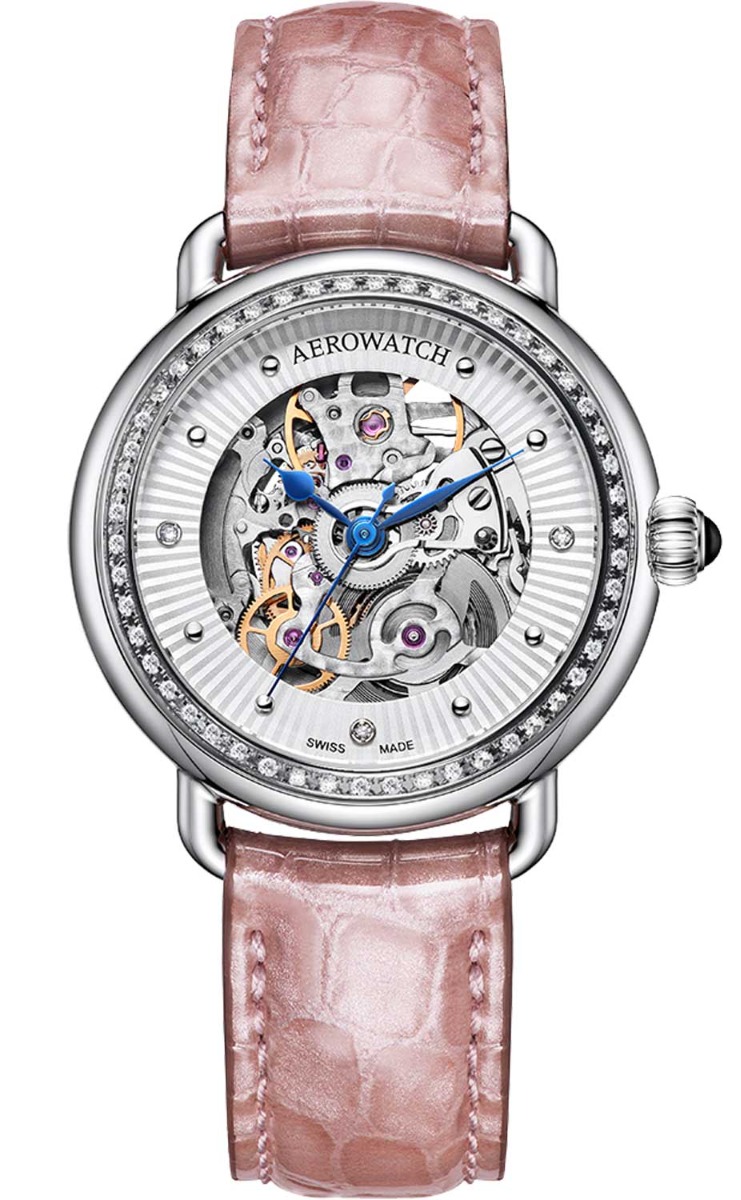 Aerowatch 1942 Lady Elegance Auto A 60960 AA18 DIA - Automatisk - Silver - Damklocka - Läder - Safir