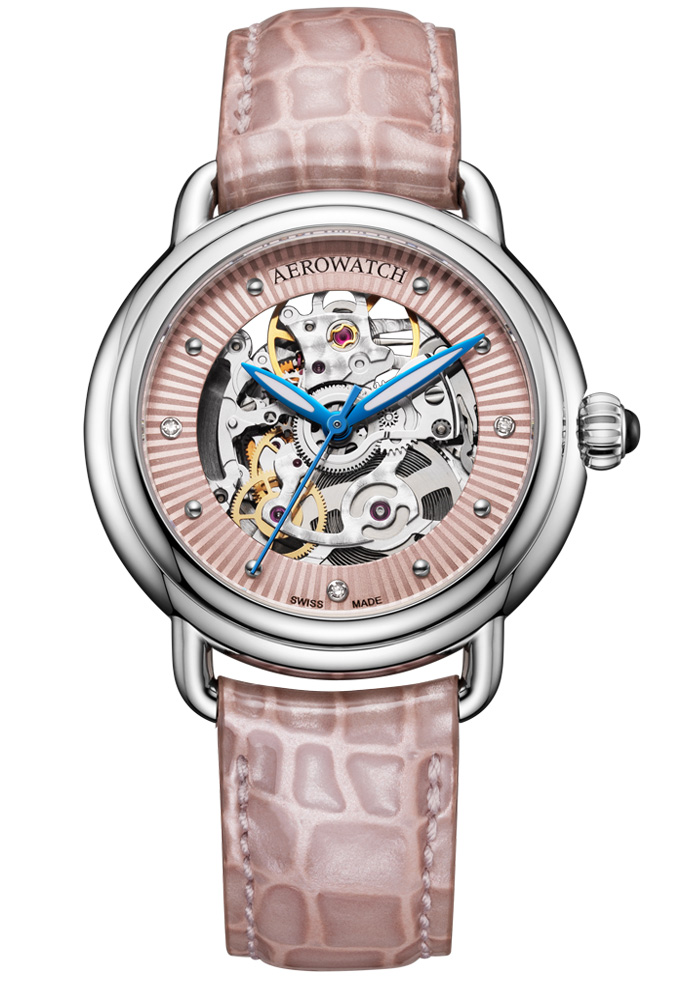 Aerowatch 1942 Lady Automatic A 60960 AA20 - Automatisk - Silver - Damklocka - Läder - Safir