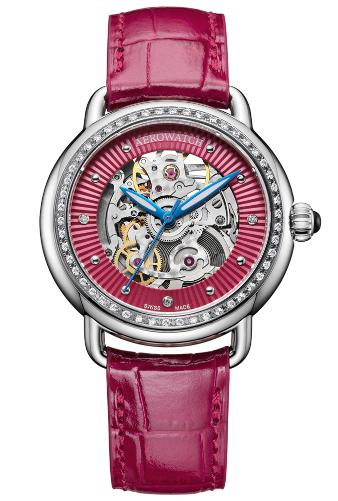 Aerowatch 1942 Lady Automatic A 60960 AA21 DIA - Automatisk - Silver - Damklocka - Läder - Safir