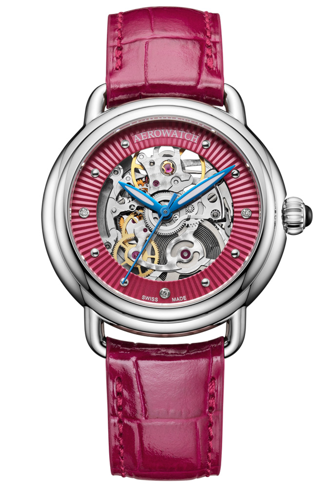 Aerowatch 1942 Lady Automatic A 60960 AA21 - Automatisk - Silver - Damklocka - Läder - Safir