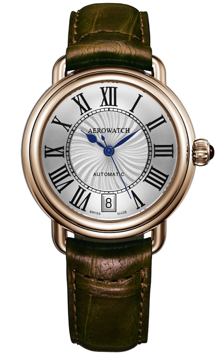 Aerowatch 1942 Lady Elegance Auto A 60960 RO01 - Automatisk - Rött guld - Damklocka - Läder - Safir