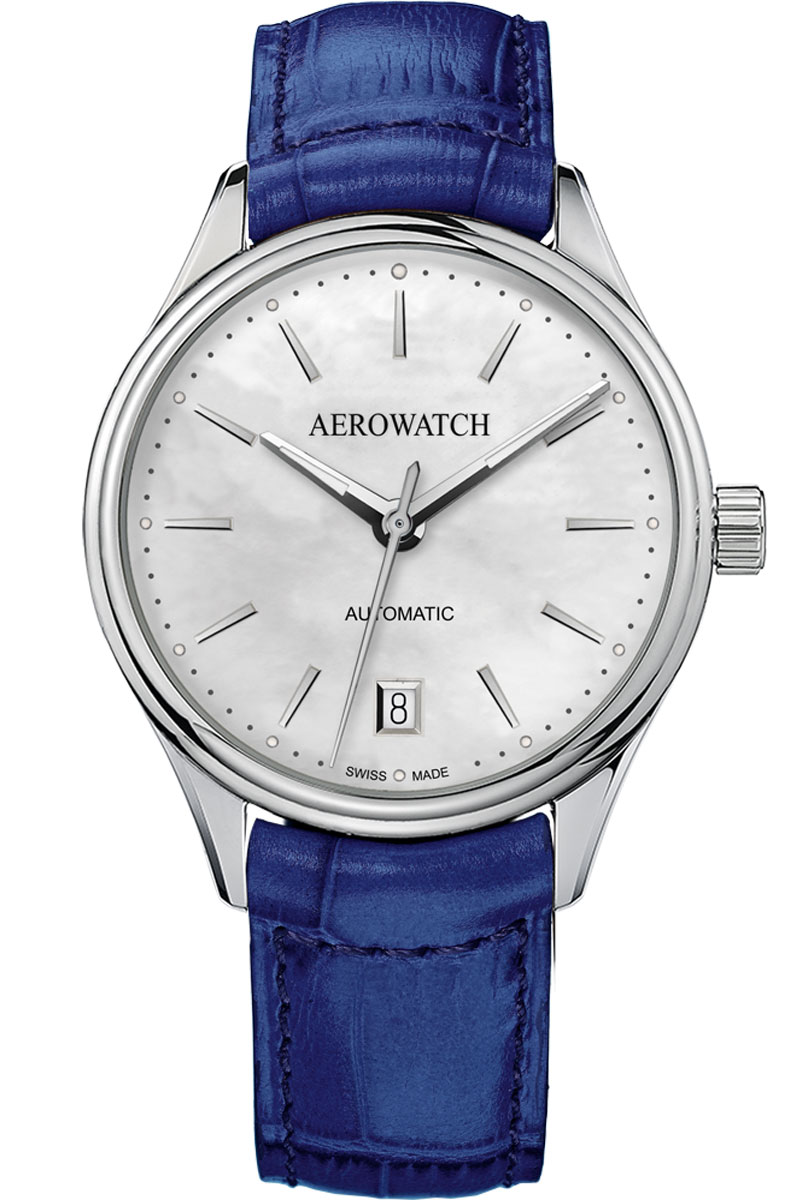Aerowatch Les Grandes Classiques A 60996 AA01 - Automatisk - Silver - Herrklocka - Läder - Safir