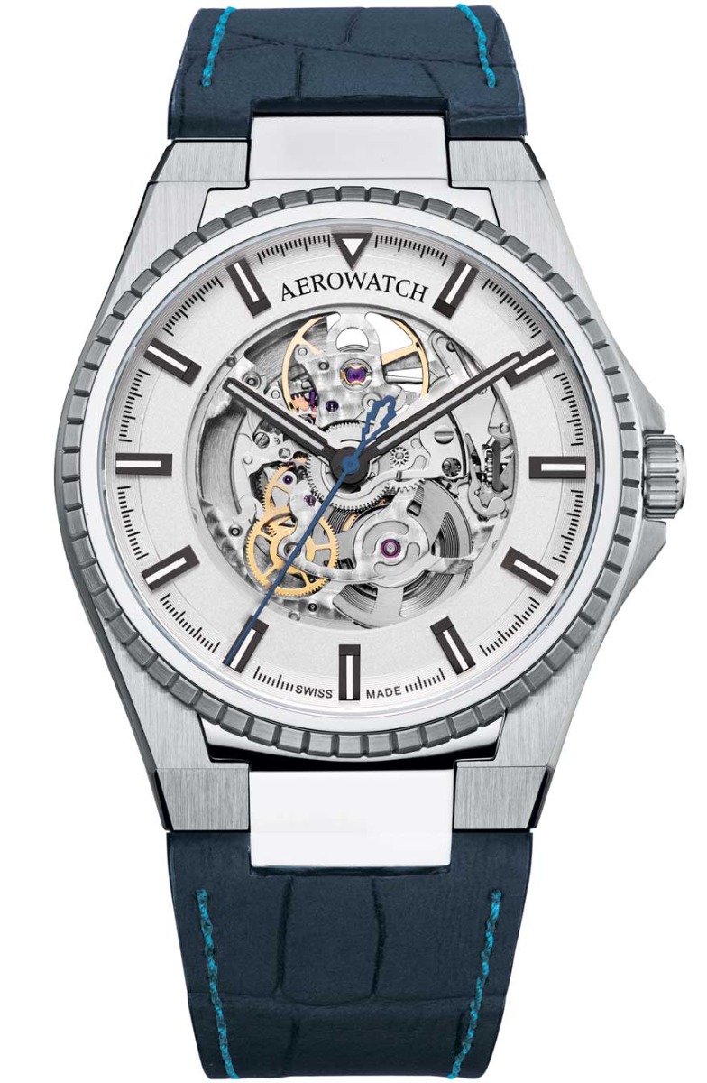 Aerowatch Milan Skeleton Automatic A 60998 AA07 - Automatisk - Silver - Herrklocka - Läder - Safir