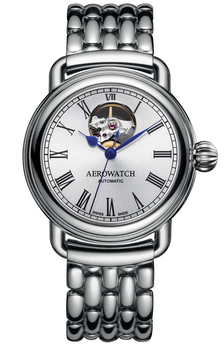 Aerowatch 1942 Mens Auto A 68900 AA03 M - Automatisk - Silver - Herrklocka - Rostfri stål - Safir