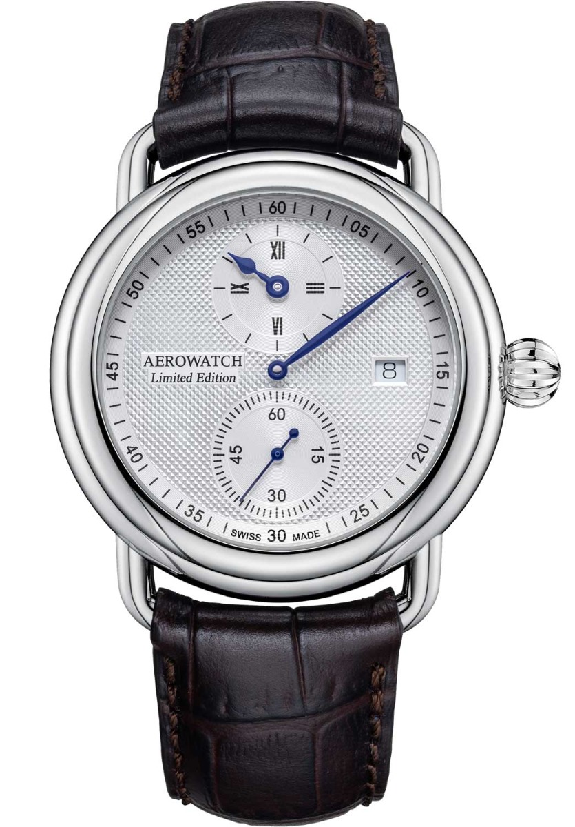 Aerowatch 1942 Regulator Automatic A 76983 AA03 - Automatisk - Silver - Herrklocka - Läder - Safir