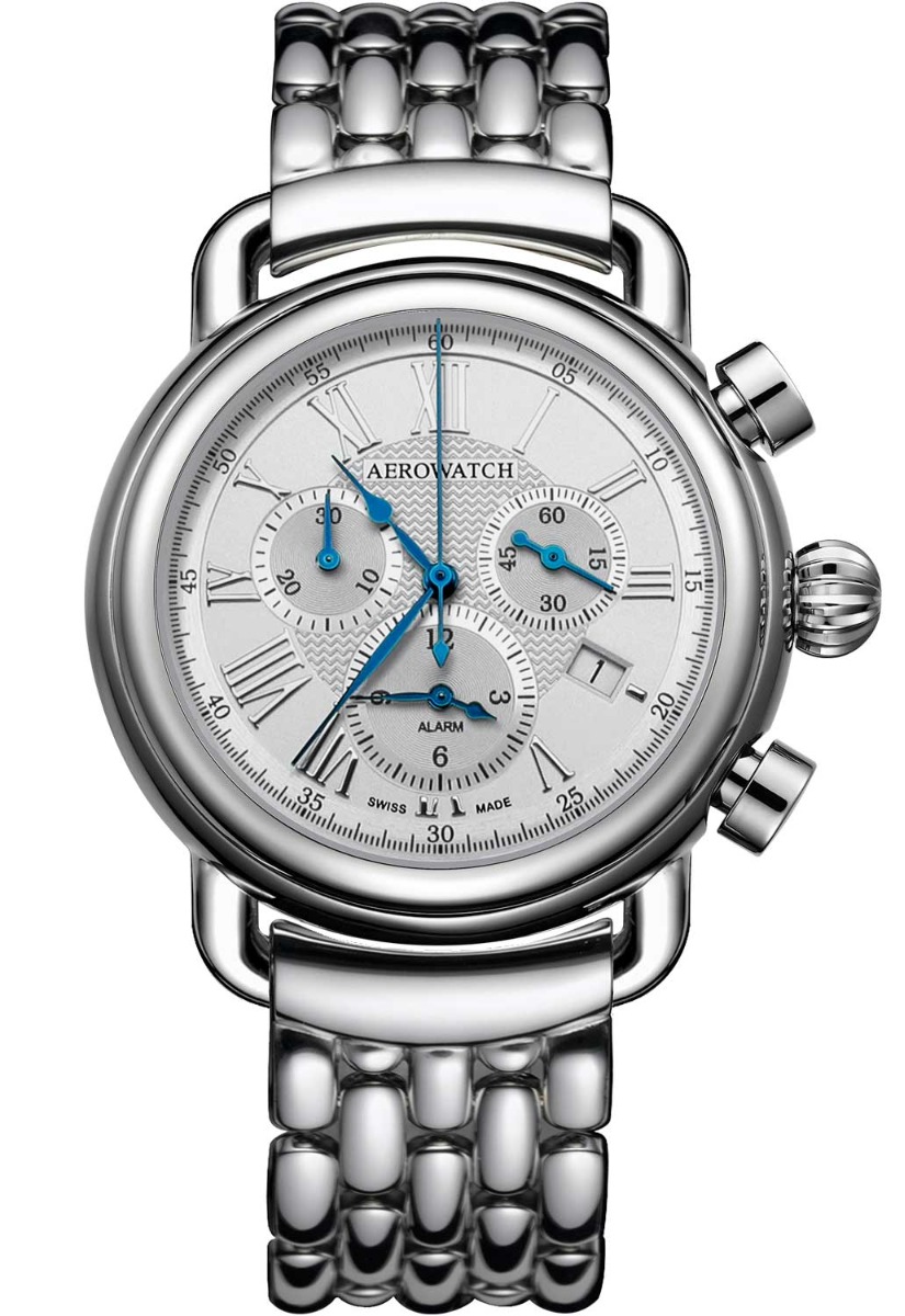 Aerowatch 1942 Alarm Clock Quartz A 85939 AA09 M - Quartz - Silver - Herrklocka - Rostfri stål - Safir