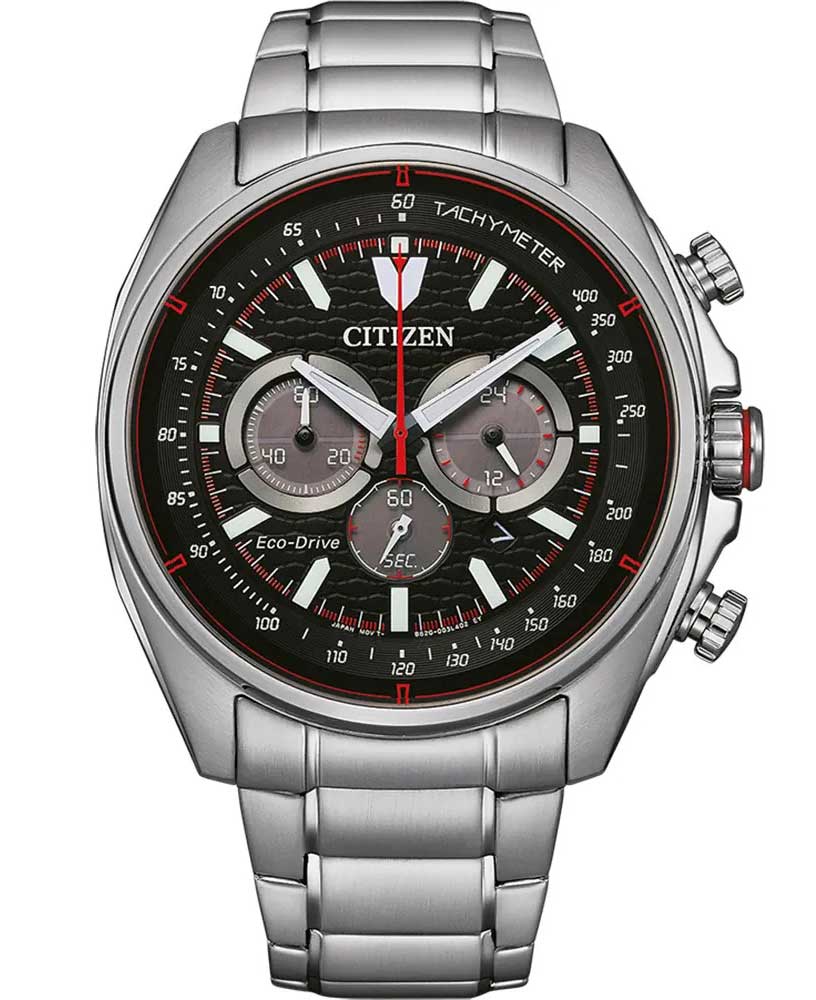 Citizen Eco-Drive kronograf i stål | Racingdesign med tachymeter | CA4561-89E - Quartz - Silver - Herrklocka - Rostfri stål - Härdat mineralglas