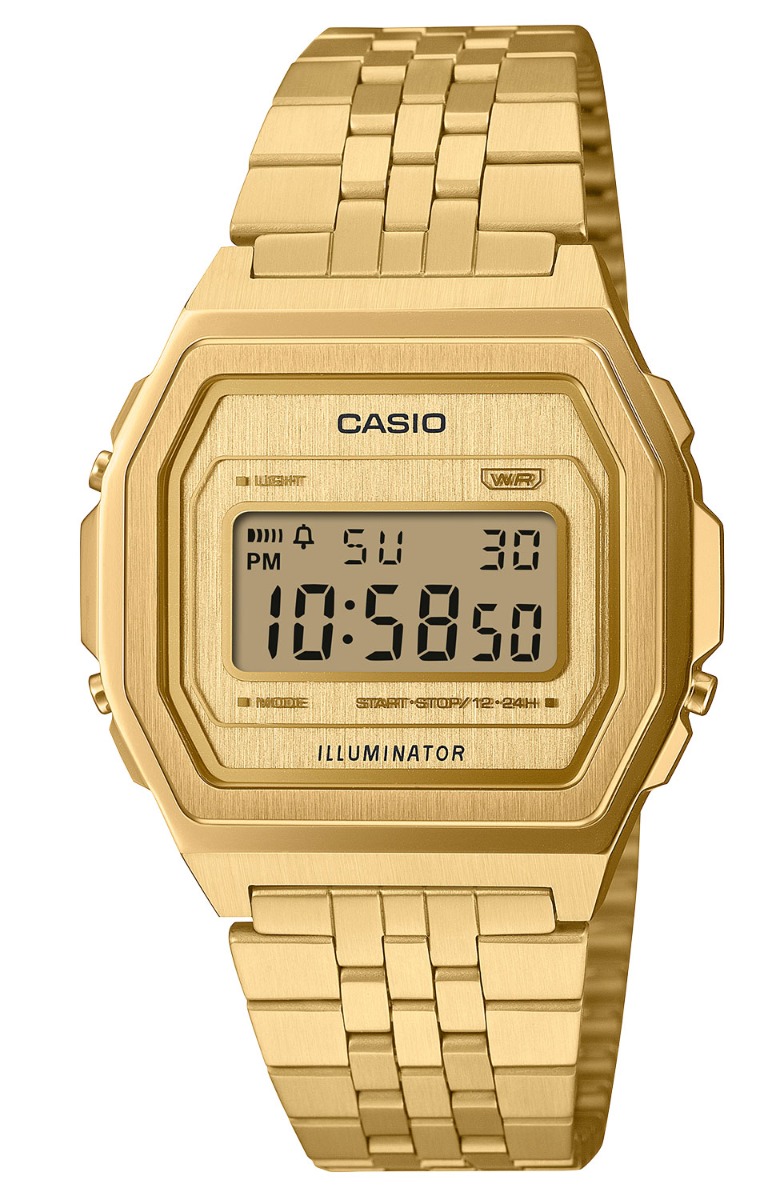Casio Digital A1000G-9EF - Digitalt - Guld - Unisex - Rostfri stål - Härdat mineralglas