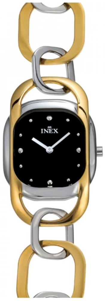 Boetten är fyrkantig med rundade hörn - Inex Ladies Silver/Black A102B5P - Quartz - Guld Silver - Damklocka - Rostfri stål - Härdat mineralglas
