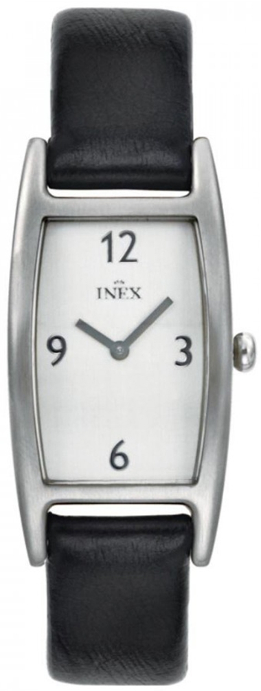 Rektangulär boett ger känslan av bältesspänne på högkant - Inex Ladies Silver/Silver A109S4KV - Quartz - Silver - Damklocka - Läder - Härdat...