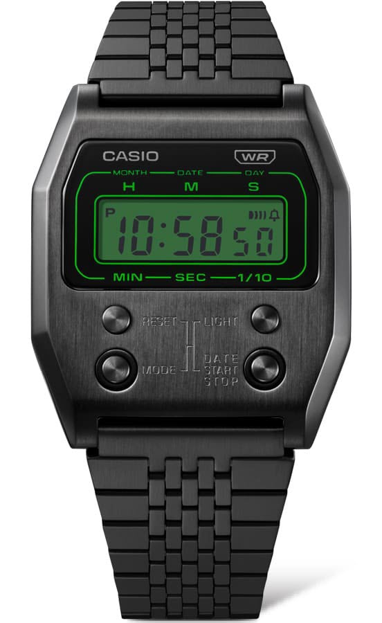 Casio Retro Classic Front Panel A1100B-1EF - Digitalt - Svart - Unisex - Rostfri stål - Härdat mineralglas