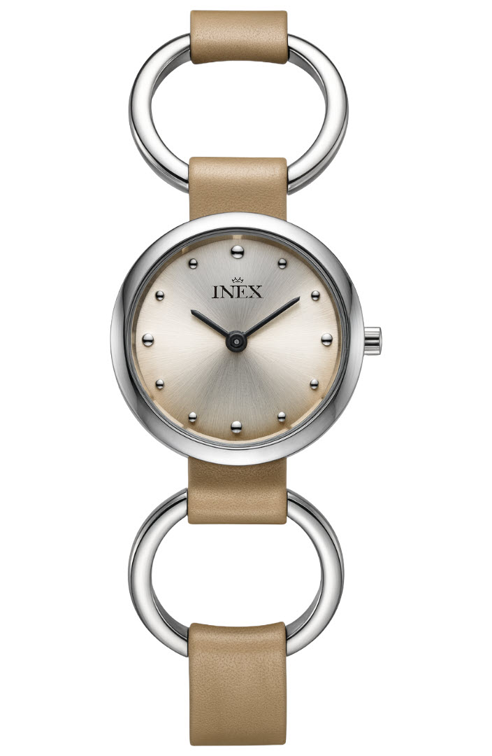 Damur - Inex Ladies Silver/Silver A114-1S4P - Quartz - Silver - Damklocka - Läder - Härdat mineralglas