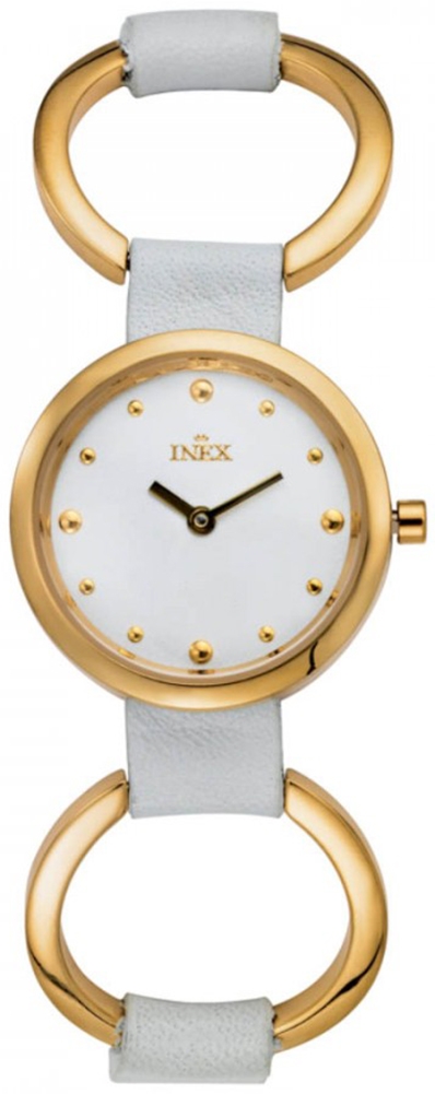 Låt fantasin flöda - Inex Ladies Gold/White A114-1D4P - LQ2 - Quartz - Guld - Damklocka - Läder - Härdat mineralglas