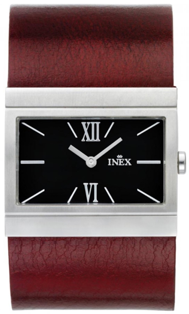 Mycket mode för lite pengar - Inex Ladies Silver/Black A115-1S5I - Quartz - Silver - Damklocka - Läder - Härdat mineralglas