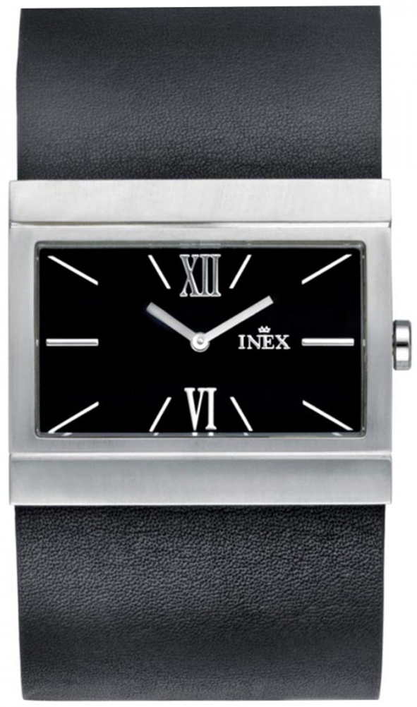 Moderiktig klocka och "fashion statement" - Inex Ladies Silver/Black A115S5I - Quartz - Silver - Damklocka - Läder - Härdat mineralglas