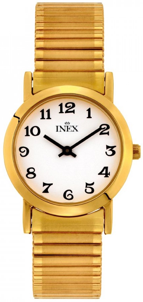Guldfärgat stål - Inex Ladies Gold/White A12004-1D0A - Quartz - Guld - Damklocka - - Härdat mineralglas
