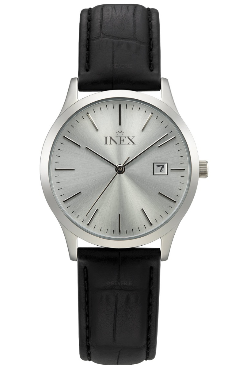 Kvartsur... läderarmband - Inex Mens Silver/Silver A12135S4I - Quartz - Silver - Herrklocka - Läder - Härdat mineralglas