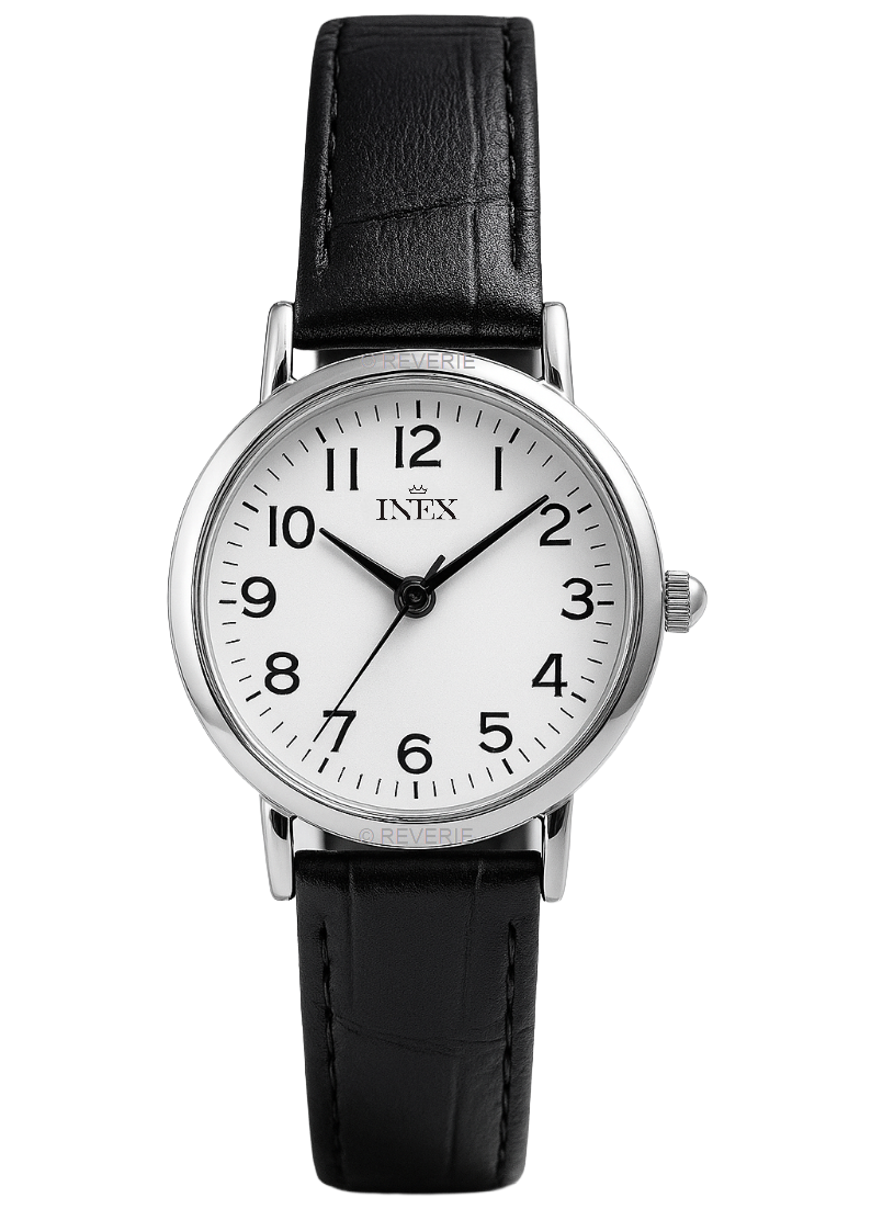 Inex Ladies Petite Silver White - Quartz - Silver - Damklocka - Läder - Härdat mineralglas