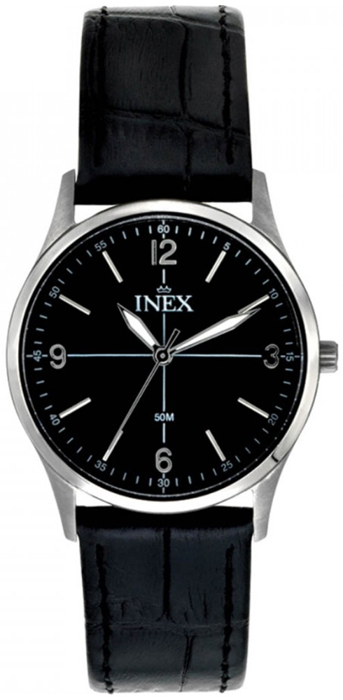 Damur - Inex Ladies Silver/Black A12160T5KV - Quartz - Silver - Damklocka - Läder - Härdat mineralglas