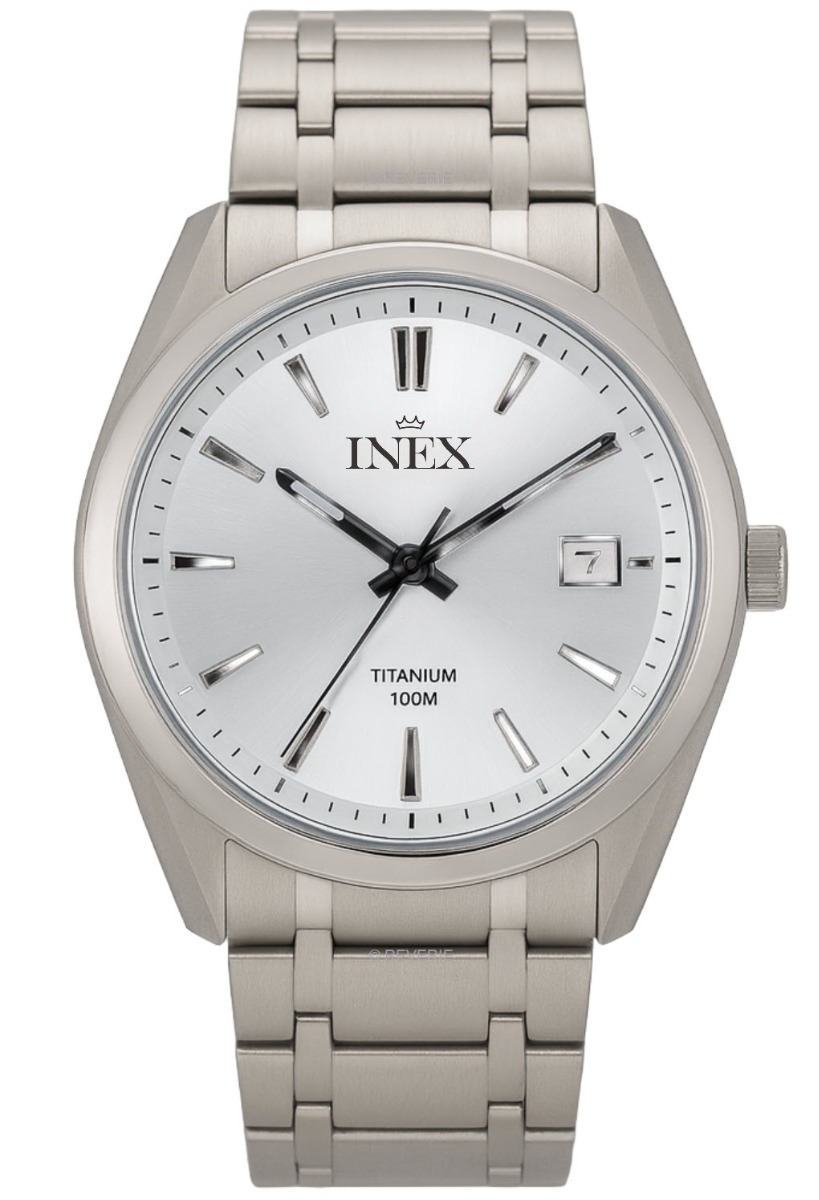 Inex Mens 100m Titanium Classic 42mm - Quartz - Silver Titan - Herrklocka - Titan - Härdat mineralglas