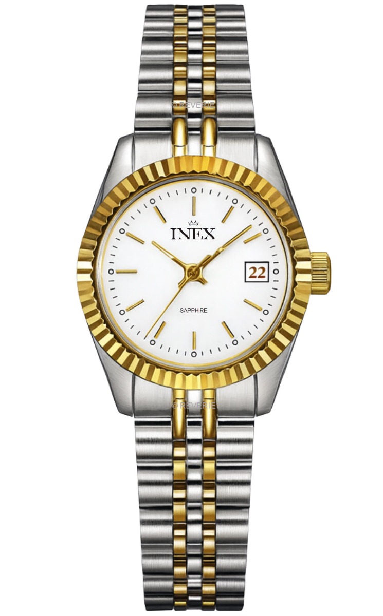Inex Sapphire Ladies Two-Tone Petite 26mm - Quartz - Silver - Damklocka - Rostfri stål - Safir
