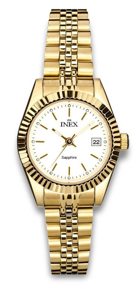 Inex Ladies 26mm A12187D7I - Quartz - Guld - Damklocka - Rostfri stål - Safir