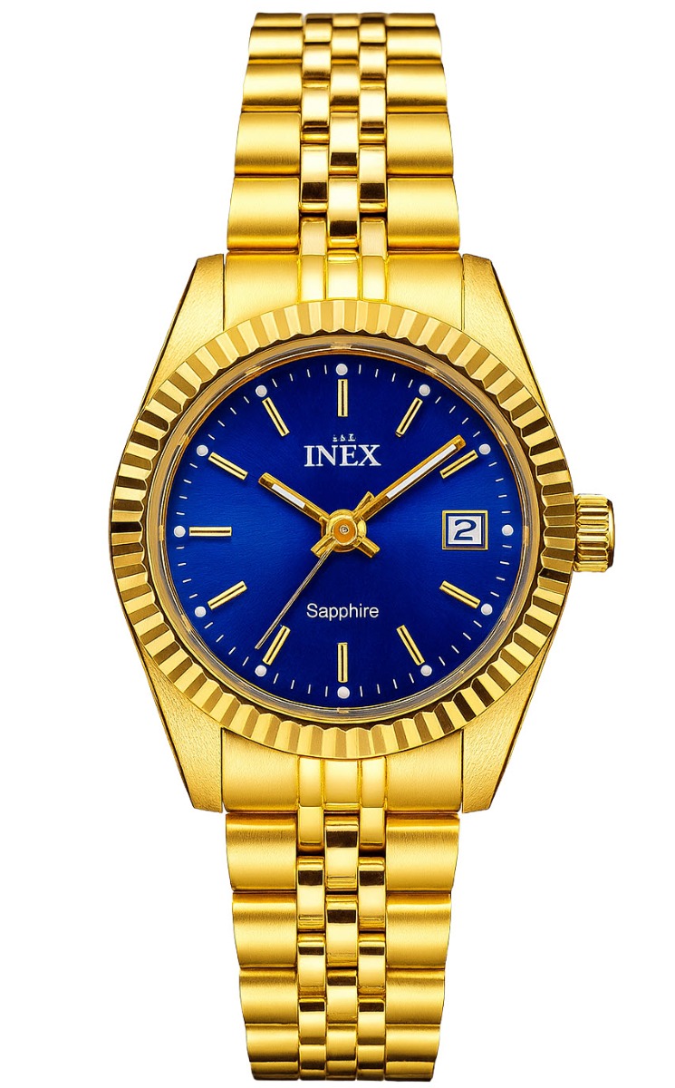 Inex Sapphire Ladies Golden Blue Petite 26mm - Quartz - Guld - Damklocka - Rostfri stål - Safir
