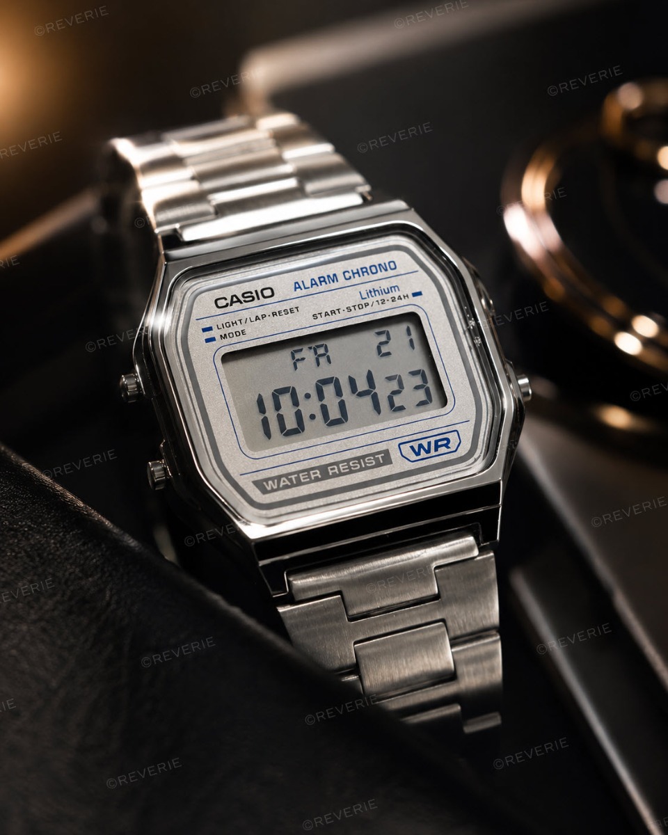 Casio Retro Digital Unisex Watch Grey 33mm - Digitalt - Silver - Unisex - Rostfri stål - Resin
