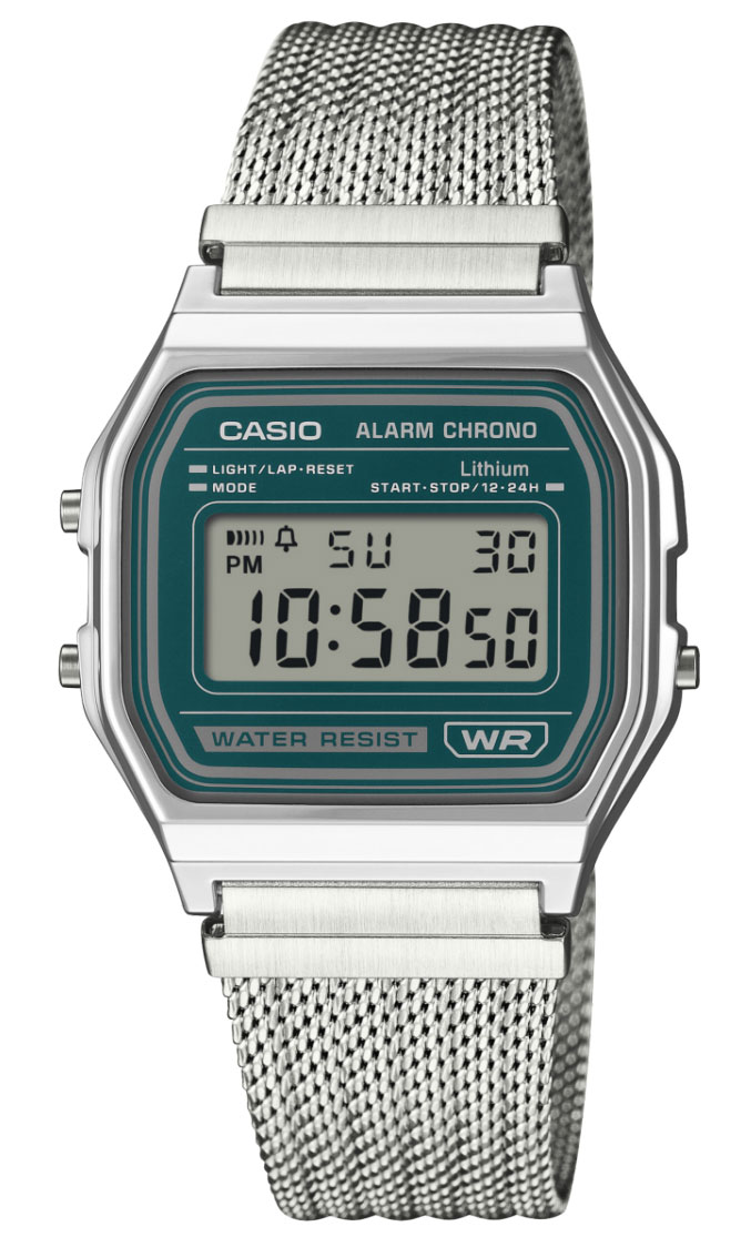 Casio Vintage A158WEM-3EF - Digitalt - Silver - Unisex - Mesh - Resin
