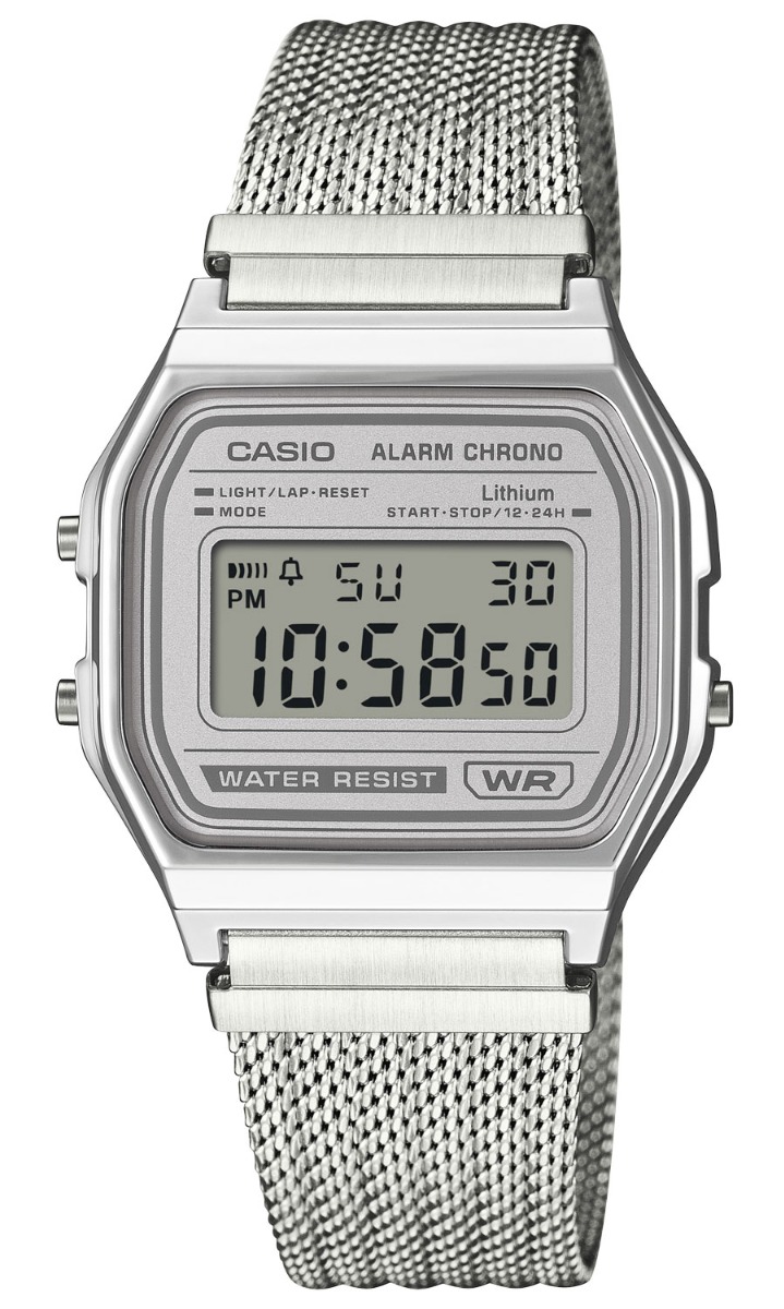 Casio Vintage A158WEM-7EF - Digitalt - Silver - Unisex - Mesh - Resin