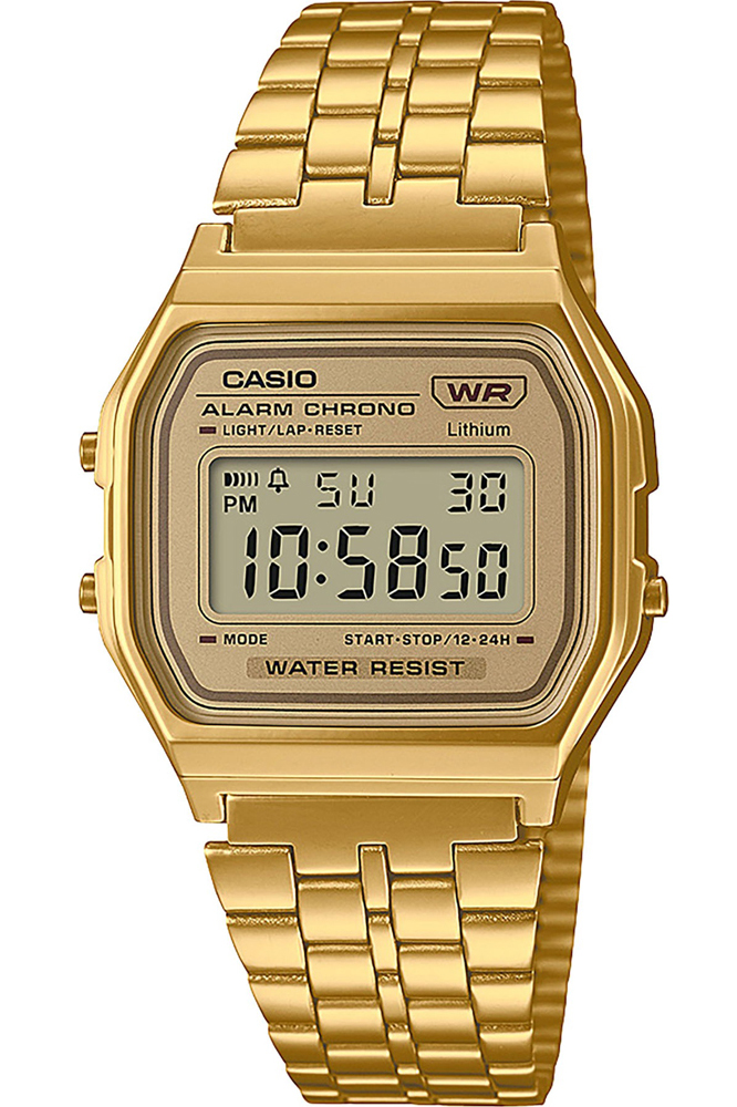 Casio | Guldtonad digital klocka med stålmesh och retrostil | A158WETG-9AEF - Digitalt - Guld - Damklocka - Rostfri stål - Akryl