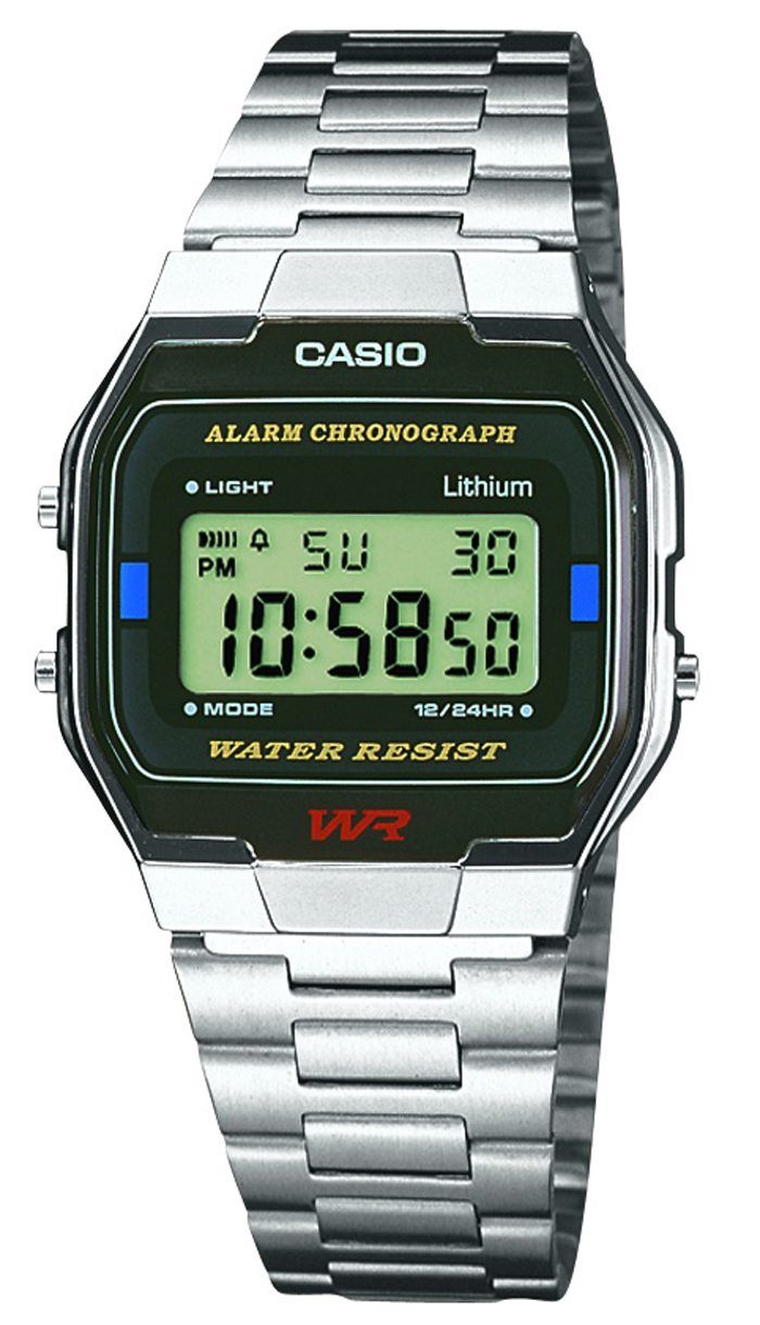 Casio | Retro herrklocka i rostfritt stål med digital display | A163WA-1QES - Digitalt - Svart - Unisex - Rostfri stål - Akryl