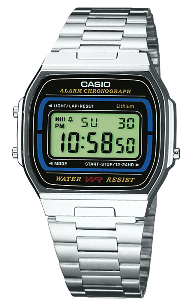 Casio | Digital vintageklocka med kromad finish | A164WA-1VES - Digitalt - Svart - Unisex - Rostfri stål - Resin