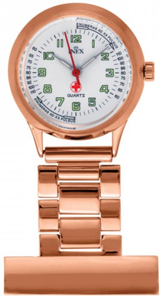 För analog pulsmätning - Inex Nurse Rose Gold/White A34639D0A - Quartz - Rött guld - Unisex - - Härdat mineralglas