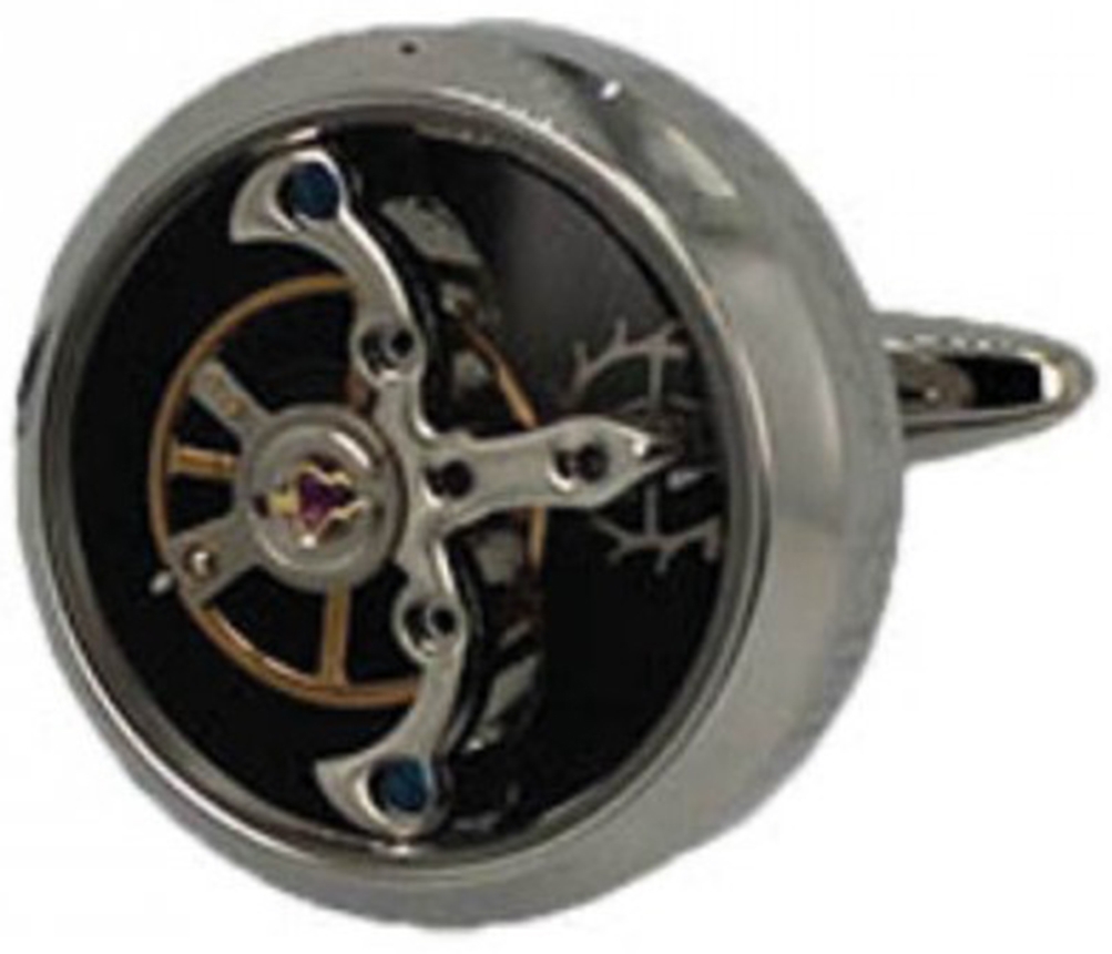 Manchettknappar - Inex Cufflinks Silver/Black A36003S5 - Quartz - Silver - Herrklocka - - Härdat mineralglas